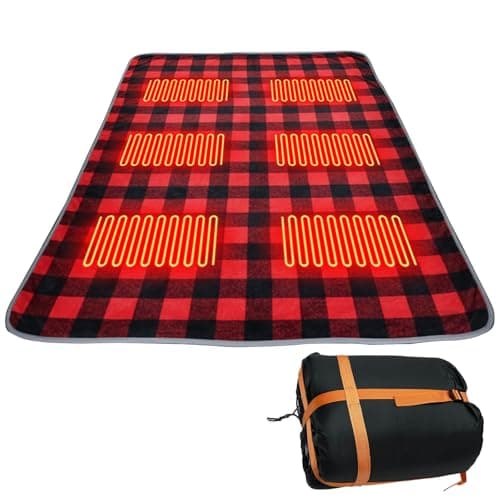 USB Heated Sleeping Mat, 3-Level Adjustable Temperature Camping Heating Pad with 6 Heating Zones, Waterproof Electric Warm Sleeping Bag Liner for Cold Weather Hiking Backpacking