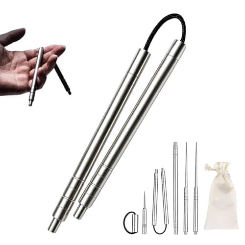 The 5-in-1 Titanium Chopsticks & Fidget Tool, Lightweight Portable Pocket Multi-Tool for Camping Hiking, Reusable Collapsible Travel Utensil, Daily Stress and Anxiety Relief (1Pc)