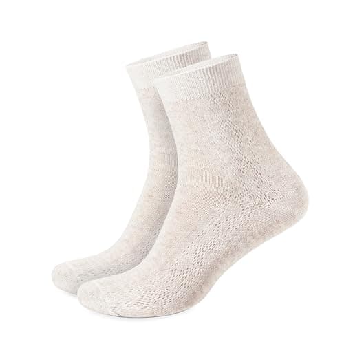 100% Organic Thin Breathable Organic Linen Socks for Women, Pack of 3 pairs (Medium)