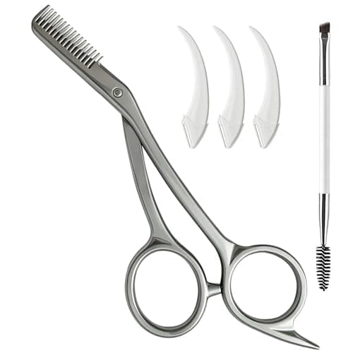 Eyebrow Scissors with Comb, Stainless Steel Eyebrow Trimmer for Men & Women, Beauty Tool for Precision Face Grooming, Elegant Eye Brow Shaping Kit, Ideal for Home, Travel and Daily Salon Care Use