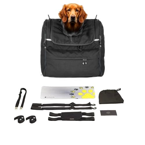 DEEMEED Motorcycle Dog Carrier Large - Premium Pet Travel Bag for Dogs 25-44 lbs - Universal Mounting for Sissy Bar & Luggage Rack - Durable Cordura, Triple Ventilation, Aluminum Floor