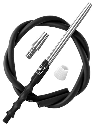 Silver Shisha Hose with Mouthpiece, 60 in 150 cm Anti-Dirt Soft-Touch Silicone Tube with Kink Protection Spring, Adapter and Seal, Ergonomic Shisha Mouthpiece, Universal Shisha Accessory M. ROSENFELD