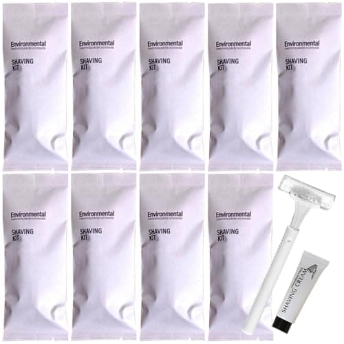 10Pack Luxury Individually Wrapped Eco-Friendly Travel Disposable Razors Kit With Shave Cream; Clean and Hygienic; Pocket Sensitive Skin Razor Set for Guests; Hotel Shaving Razor for Hotel,Travel
