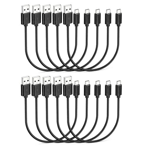 Smays Short 6 inch USB C Cable 10-Pack Bulk, USB A to Type C Fast Charging Cord Multipack, Black