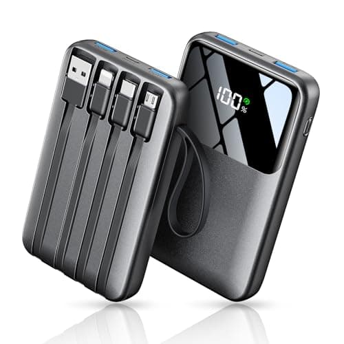Power Bank Fast Charging 10000mAh, 22.5W Portable Charger Built-in 4 Cables