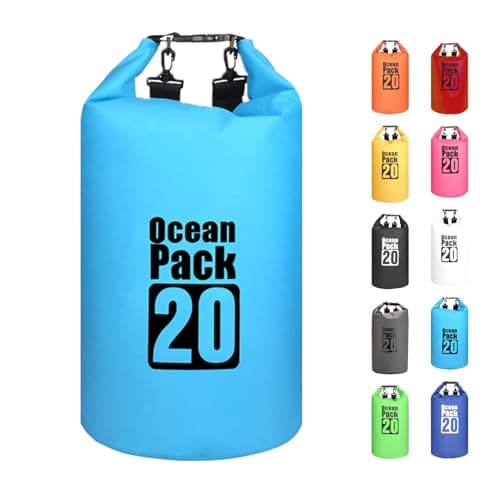 MORAINJAY 20L Sky Blue Dry Bag,Waterproof Bag with Double Adjustable Shoulder Strap,Large Capacity Dry Sack 2L 5L 10L 15L 20L 30L for Outdoor Camping,Rafting,Swimming,Boating,Surfing