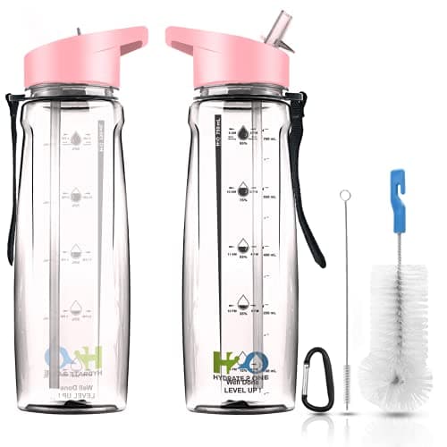 HYDRATE 2.ONE Water Bottle - 750ml Leakproof BPA-Free Sports Bottle with Straw, Time Markings, and Motivational Design - Ideal for Gym, Men, Women, and Kids - Reusable and Eco-Friendly