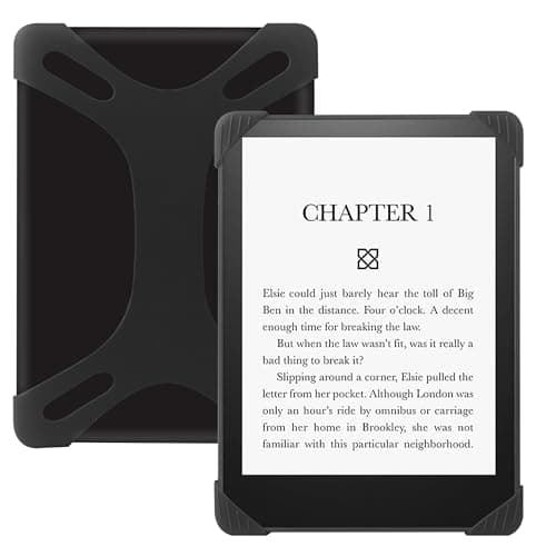 VOVIPO Universal Hand Strap for 6.8" 7" eReaders-High Elasticity Lightweight Finger Grip Silicone Case Compatible with Paperwhite/Kobo/Pocketbook/Tolino/Sony eReaders,Pack of 2pcs,Holder for ebook-BK