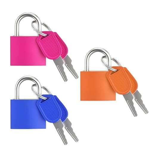 Suitcase Locks 3 Pack with Key, Suitcase Padlock Mini Metal Travel Luggage Lock with Keys for Backpack, Gym Lockers, Bags & Holiday Cases (Rose Red, Orange, Blue)