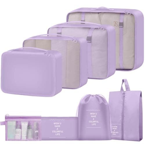 MOFELON 8PCS Packing Cubes for Suitcase, Travel Luggage Organisers for Backpack, Waterproof Suitcase Organiser Bags, Travel Essentials Accessories-Purple
