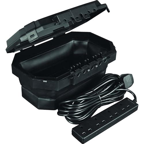 Masterplug Collapsible Electrical Connection Box, Cable Enclosure with 4 Plug Socket 8m Extension Lead, Weatherproof, Outdoor, H154mm x W376mm x D230mm, Black, IP54, WBCBBFG8B
