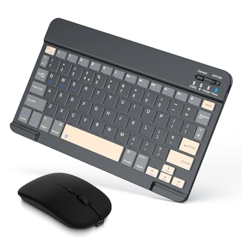SOPPY Rechargeable Bluetooth Keyboard with Wireless Mouse, Black & Grey
