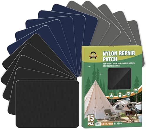 15 Pieces 9 x 12 cm Nylon Repair Patches Nylon Fabric Patch Self-Adhesive Tent Repair Tape Waterproof Lightweight Repair Patches Repair Patch Kit for Clothing Down Jacket Bag (Color Set A)