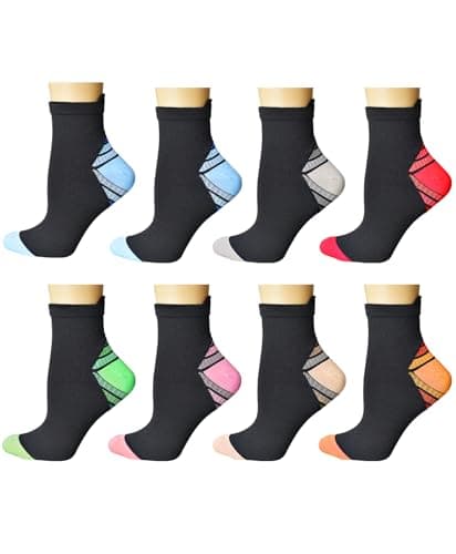 8 Pairs Compression Socks for Men & Women Plantar Fasciitis Ankle Socks for Arch Support Compression Foot Socks for Swelling Sports Cycling Walking Hiking Climbing Flight Travel