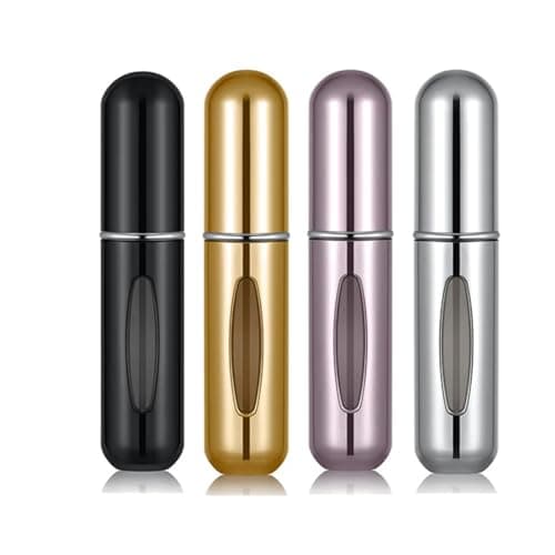 TonJin Travel Perfume Atomiser Refillable, Small Portable Empty Spray Bottle, Perfume Portable Empty Cologne Refill Pump Dispenser for Outdoor Pink/Gold
