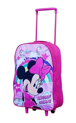 trolleys Minnie Mouse Kids Cabin Bag Suitcase - Lightweight with Wheels & Telescopic Handle - Ideal for Short Breaks, Holidays, Sleepovers, School Trips