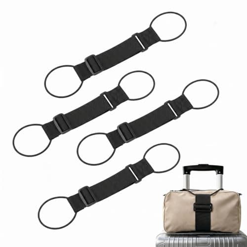 4 Pcs Elastic Adjustable Luggage Straps (Black)