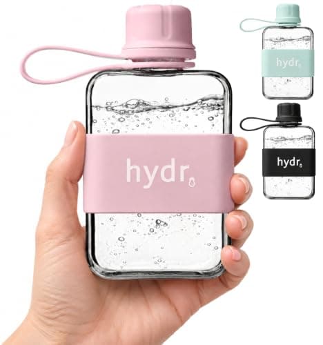 hydr Mini Flat Water Bottle for Handbags | 240ml Slim Leakproof BPA-Free Tritan Small Water Bottle (Dusty Pink)