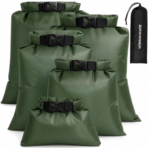 ZAVAREA Waterproof Dry Bag Set, Lightweight, 1.5L-6L Sizes, Green 5 Pack