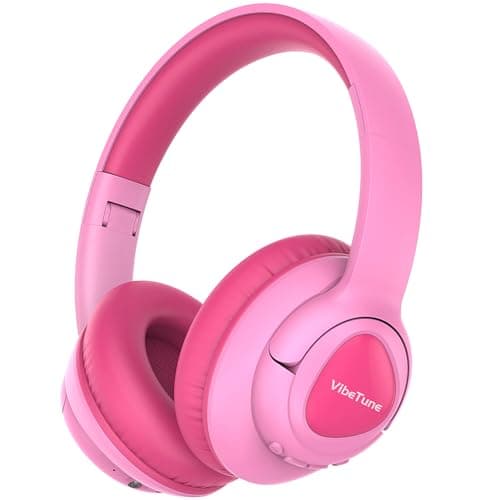 VibeTune Kids Bluetooth Headphones, 60H Playtime, Volume Limited 85/94dB, Bluetooth 5.4, Type-C Fast Charging, Foldable Wireless Headphones for Kids, Toddler Headsets with HD Mic (Pink)