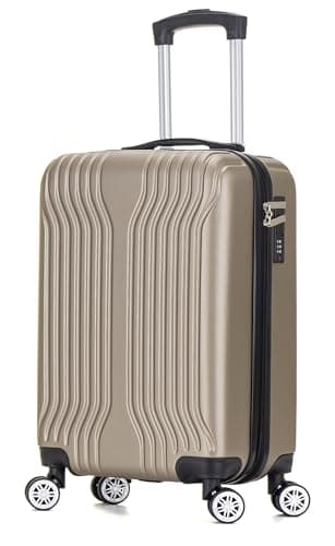 DK Luggage Carry-on 20” Cabin Virgin Atlantic, EasyJet, BA, Jet 2 Hard Shell Hand Luggage Suitcase 4 Wheel Spinner Luggage ABS25 (Gold, 20" Carry-on)
