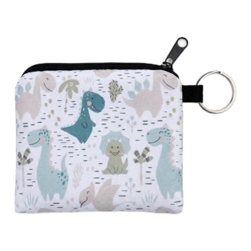 SOLVIO Cute Dinosaur Coin Purse for Boys Girls, Mini Coin Pouch Small Zip Wallet for Kids Toddler, Portable Change Bag Key Ring Wallet for Women Men