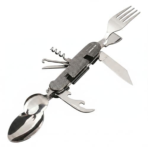 LuzNLinea Tools Portable 10-in-1 Camping Utensils - Detachable Travel Utensils Flatware Set - Compact Camping Multitool with Spoon, Fork, for Outdoor Adventures (Grey)