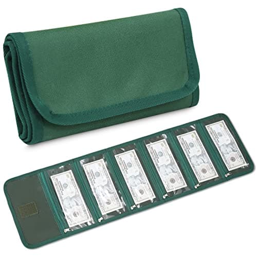 Money Wallet, Money Organizer for Cash with 6 Zippered Pocket Multipack Money Pouch, Cash Bill Organizer, Envelope Wallet Money Bag Small Travel Money Holder for Budgeting, 4.25x8 inches, Travel