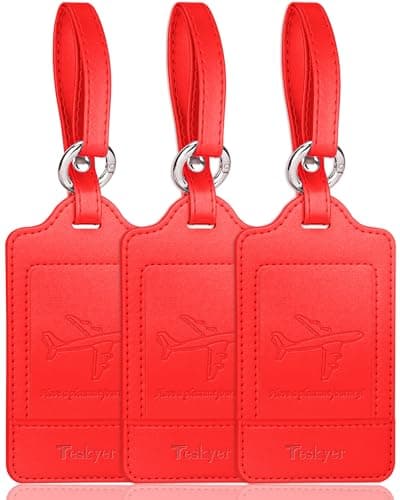 Teskyer 3 Luggage Tags for Suitcases, Travel Essentials, Red