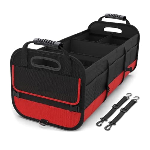 Car Storage Organizer with Reinforced Handle 3 Compartments 2 Straps Car