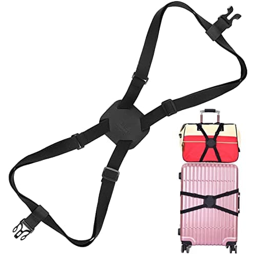 Travel Belt Luggage Strap, Adjustable Portable Travel Luggage Accessories, Portable Cross Bungee for Packing, Space Saver Belt for Connecting Bag Pocket