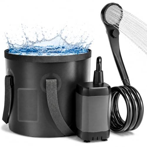 Portable Shower for Camping with Temperature Display: 6000mAh Shower Pump