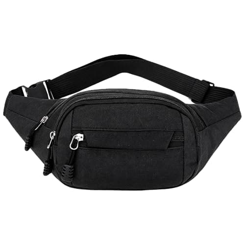 Running Belt Bum Bag for Men Women, Multi-Pocket Waist Pack Water Resistant Fanny Pack for Running Hiking Cycling Travel Gym Workout Walking Outdoor Sports (Black)