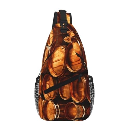 Wine Cork Printing Sling Bag For Men Crossbody Backpack Shoulder Chest Bag Daypack Travel Casual Hiking Outdoor