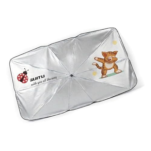 Car Sunshade Umbrella with Upgraded Straps and Oversized Storage Pouches for Travel Use Car Shade Umbrella
