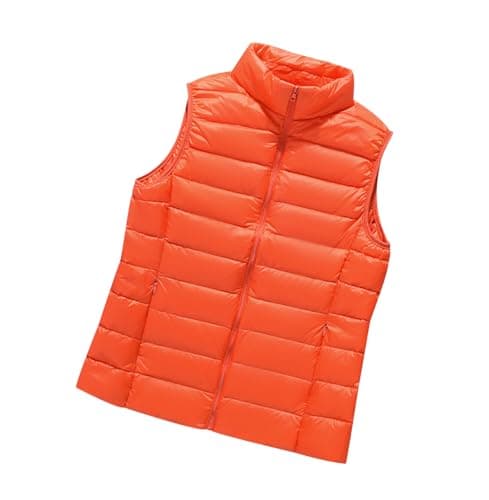 Puffer Gilet Women Ladies Quilted Gilet Padded Gilet Womens Down Gilet Women Puffer Vest Women Ladies Sleeveless Jacket Quilted Gilet Womens Sleeveless Puffer Jackets Body Warmer for Women Orange L