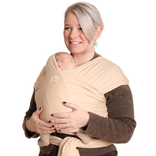 RYLOOBABY Baby Sling Carrier & Stretchy Baby Wrap – Newborn Baby Carrier 3.2–15 kg, Soft Cotton Hands-Free Babywearing Sling, Hip Healthy, One Size XXS–XXXL – Neutral Yellow