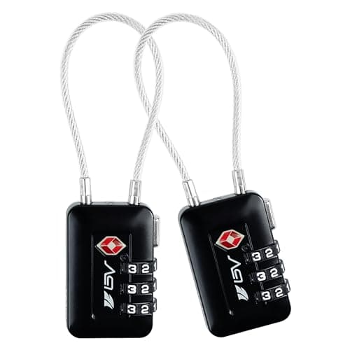 BV TSA Accepted Luggage Travel Lock, Set-Your-Own Combination Lock for School Gym Locker, Luggage Suitcase Baggage Locks, Filing Cabinets, Toolbox, Case (Black, 2 Pack)