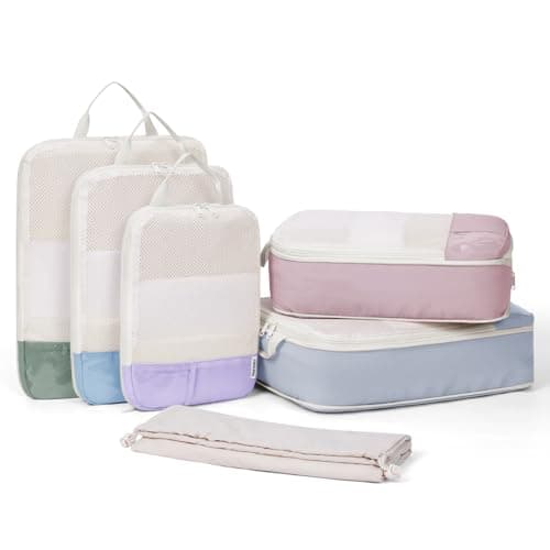 Narwey 6 Set Compression Packing Cubes for Suitcases, Travel Packing Bags