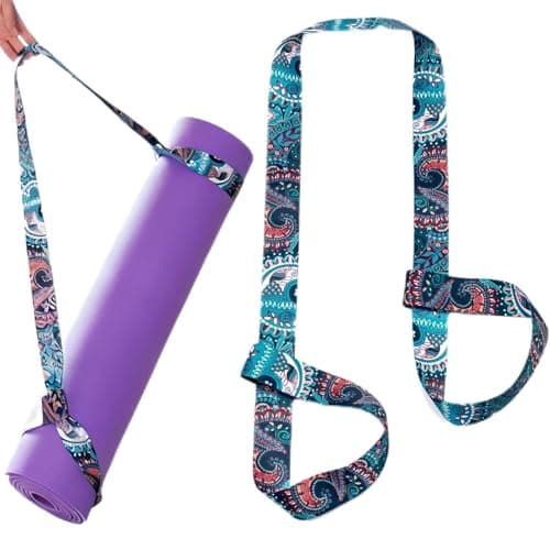 Avavani Green Mandala Yoga Mat Strap, 170cm Adjustable Carrying Sling
