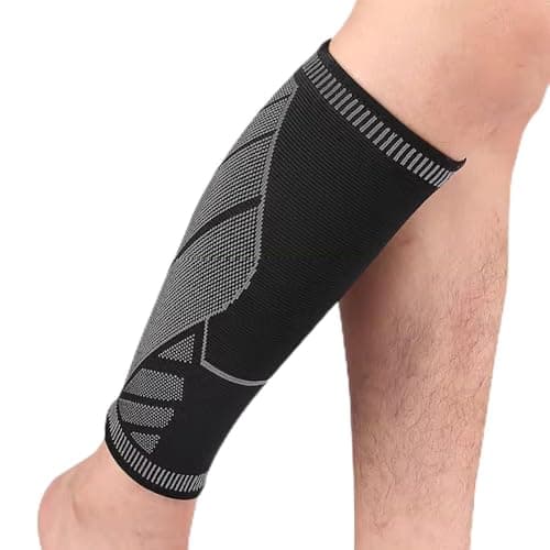 Atan Elastic Calf Compression Sleeve for Men & Women | Footless Medical Compression Socks | Ventilation Calf Brace for Pain Relief, Sports Recovery, Cycling, Travelling, Gym Calf Guards (S)