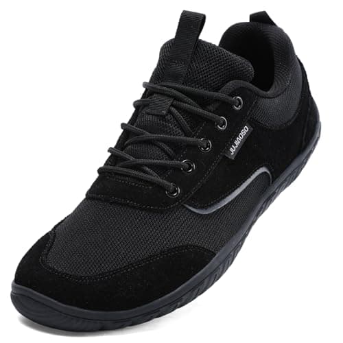 JUJIAOSO Unisex Wide Barefoot Shoes for Men Women Outdoor Trail Running Minimalist Walking Shoes Lightweight and Breathable(Black,UK 9)