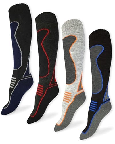 ThreadCo Mens Ski Socks - Long Thermal Anti-Blister Socks (4pk, UK 6-11)
