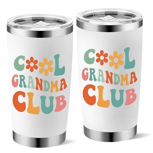 Yuecda Mothers Day Grandma Gifts-Cool Grandmas Club Tumbler 20oz, Birthday Gifts for New Grandmas, First Time Grandma-to-be, Nana, Mimi, Gigi Christmas Coffee Cup