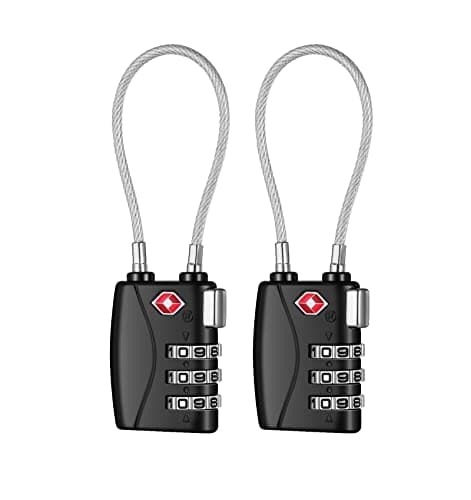 NAGE TSA Approved Luggage Locks with Open Alert Indicator (2P, Black)