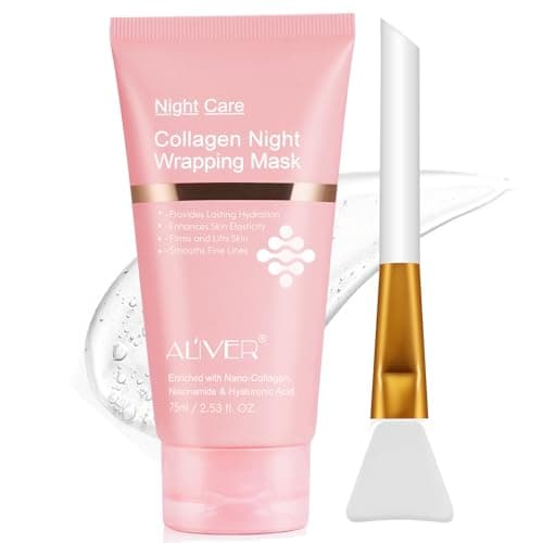 Collagen Night Wrapping Mask, Peel Off Face Mask with Jelly Brush, Jelly Masks for Facials Professional Korean Skin Care, Elasticity & Hydration Care Overnight Collagen Mask for Women