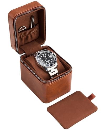 ProCase Single Watch Travel Case for Men, Portable Watch Holder -Brown