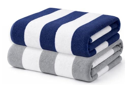 Adore Home Cabana Microfibre Beach Towels 2 Pack 70x140cm - Navy/Grey