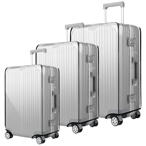 DAWRIS 3Pcs Clear Suitcase Covers 20+24+28 Inch PVC Luggage Covers for Suitcases Waterproof Suitcase Protector Away from Scratch Dyeing Transparent Luggage Protector for Business Trip Daily Using