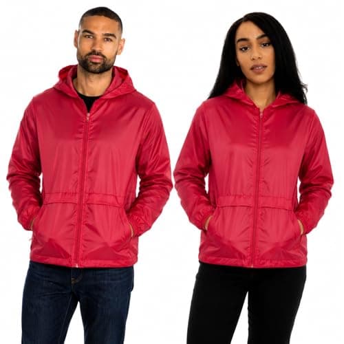 Style It Up Unisex Mens Ladies Water Resistant Plain Raincoat Kagools Jacket Hooded Cagoule (Red, 6XL)